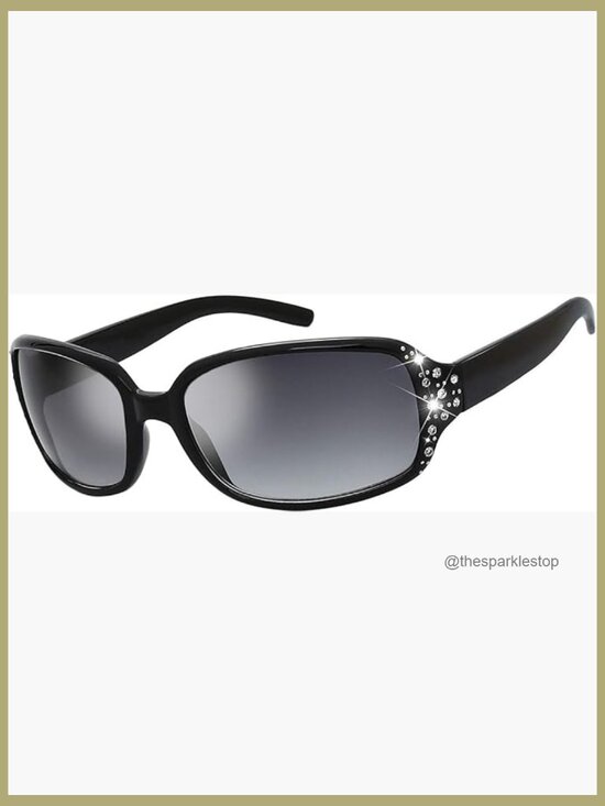 Polarized Oversized Sunglasses with Rhinestones, UV400 Protection